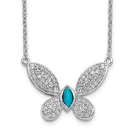 Load image into Gallery viewer, 14k White Gold Diamond and Turquoise Butterfly Necklace
