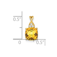 Load image into Gallery viewer, 14k Checkerboard Citrine and Diamond Pendant
