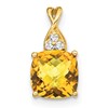 14k Checkerboard Citrine and Diamond Pendant