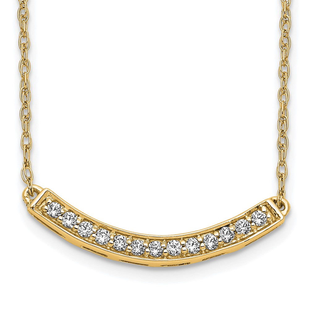14k Diamond Curved Bar 18 inch Necklace