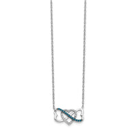 Load image into Gallery viewer, 14k White Gold w/ Blue and White Diamond Triple Heart 17in Necklace
