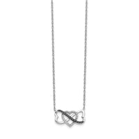 Load image into Gallery viewer, 14k White Gold w/ Black and White Diamond Triple Heart 17in Necklace
