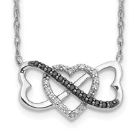 Load image into Gallery viewer, 14k White Gold w/ Black and White Diamond Triple Heart 17in Necklace
