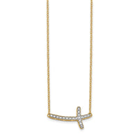 Load image into Gallery viewer, 14k Diamond Sideways Cross 18in Necklace
