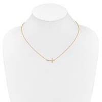 Load image into Gallery viewer, 14k Diamond Sideways Cross 18in Necklace
