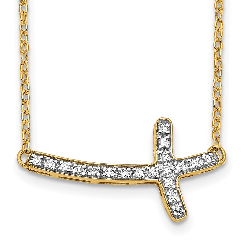 14k Diamond Sideways Cross 18in Necklace