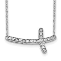 Load image into Gallery viewer, 14k White Gold Diamond Sideways Cross 18in Necklace
