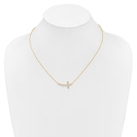 Load image into Gallery viewer, 14k Diamond Sideways Cross 18in Necklace
