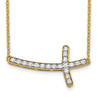 Load image into Gallery viewer, 14k Diamond Sideways Cross 18in Necklace
