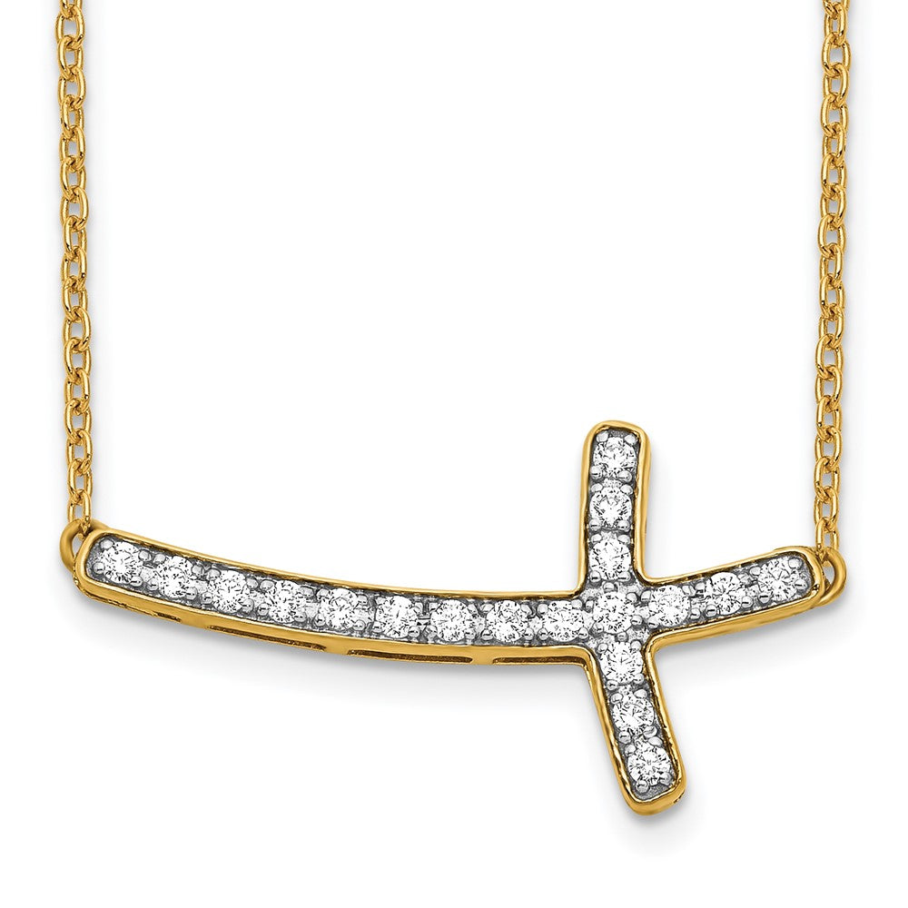 14k Diamond Sideways Cross 18in Necklace