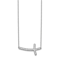 Load image into Gallery viewer, 14k White Gold Diamond Sideways Cross 18in Necklace
