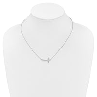 Load image into Gallery viewer, 14k White Gold Diamond Sideways Cross 18in Necklace
