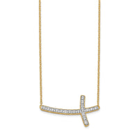 Load image into Gallery viewer, 14k Diamond Sideways Cross 18in Necklace
