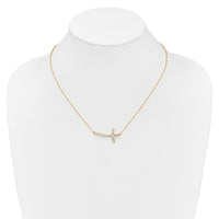 Load image into Gallery viewer, 14k Diamond Sideways Cross 18in Necklace
