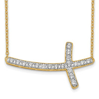 Load image into Gallery viewer, 14k Diamond Sideways Cross 18in Necklace
