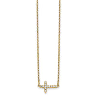 Load image into Gallery viewer, 14k Diamond Sideways Cross 18in Necklace
