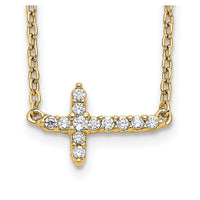 Load image into Gallery viewer, 14k Diamond Sideways Cross 18in Necklace
