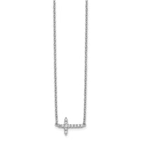 Load image into Gallery viewer, 14k White Gold Diamond Sideways Cross 18in Necklace
