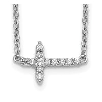 Load image into Gallery viewer, 14k White Gold Diamond Sideways Cross 18in Necklace
