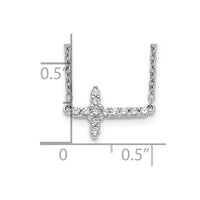 Load image into Gallery viewer, 14k White Gold Diamond Sideways Cross 18in Necklace
