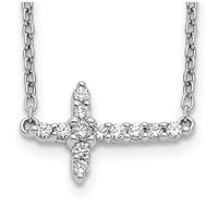 Load image into Gallery viewer, 14k White Gold Diamond Sideways Cross 18in Necklace
