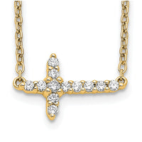 Load image into Gallery viewer, 14k Diamond Sideways Cross 18in Necklace
