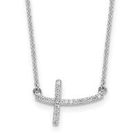 Load image into Gallery viewer, 14k White Gold Diamond Sideways Cross 18 in. Necklace
