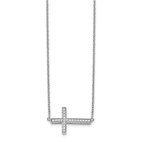 Load image into Gallery viewer, 14k White Gold Diamond Sideways Cross 18in Necklace
