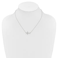 Load image into Gallery viewer, 14k White Gold Diamond Sideways Cross 18in Necklace
