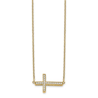 Load image into Gallery viewer, 14k Diamond Sideways Cross 18in Necklace

