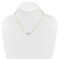 Load image into Gallery viewer, 14k Diamond Sideways Cross 18in Necklace
