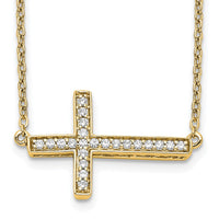 Load image into Gallery viewer, 14k Diamond Sideways Cross 18in Necklace
