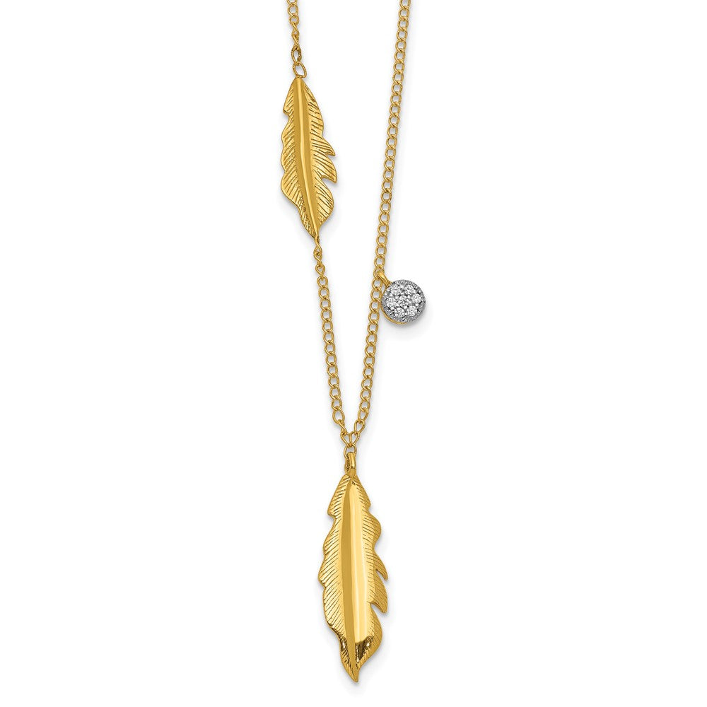 14k Diamond and Feathers 18 inch Necklace
