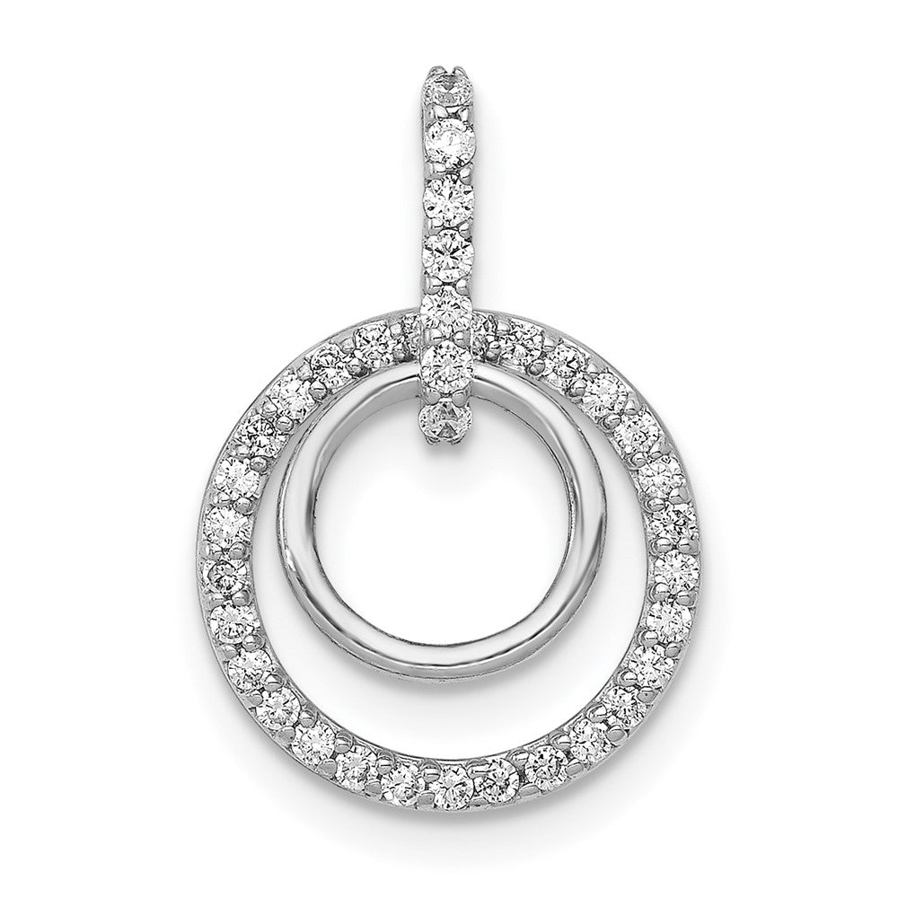 14k White Gold 1/4ct. Diamond Double Circle Dangle Pendant