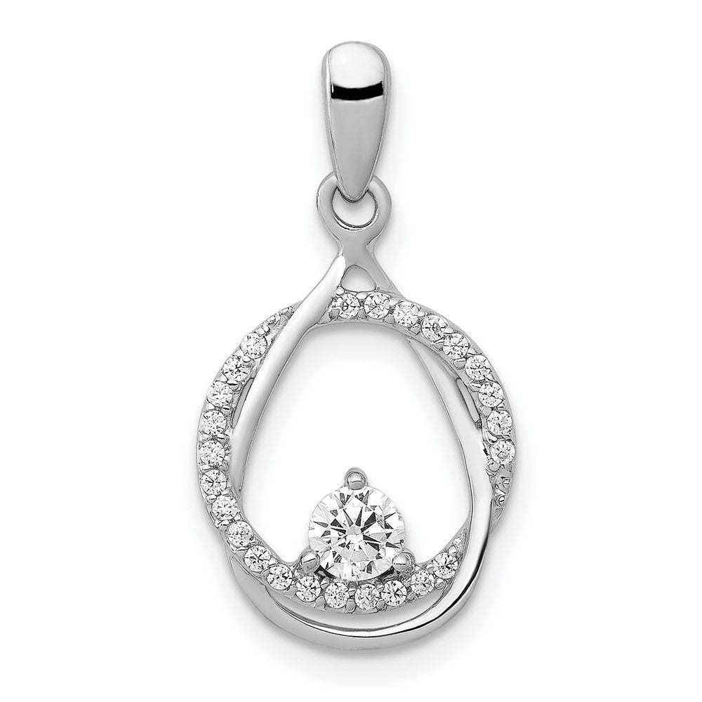 14k White Gold 1/3ct. Diamond Fancy Circle and Teardrop Pendant