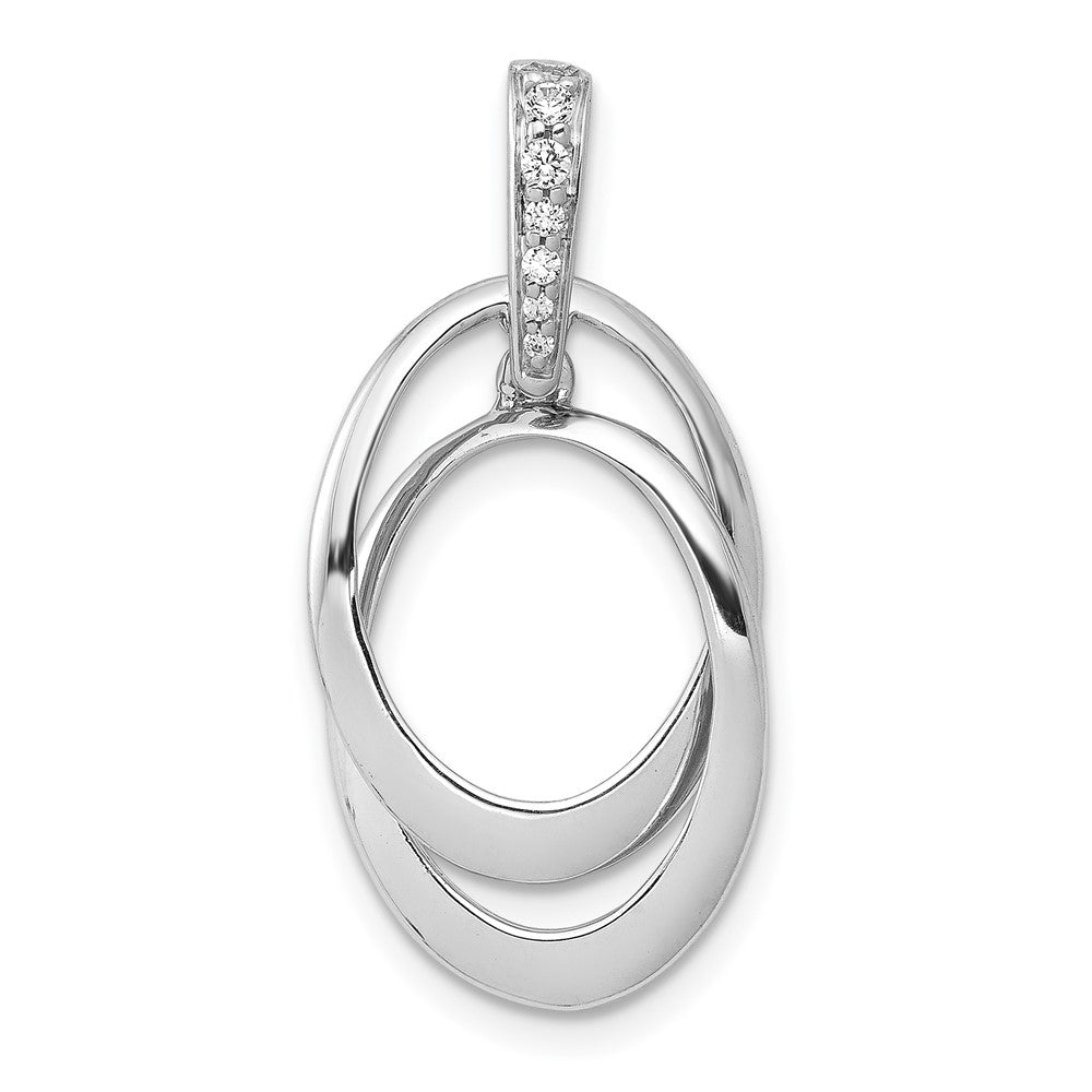 14k White Gold 1/20ct. Diamond Double Oval Pendant