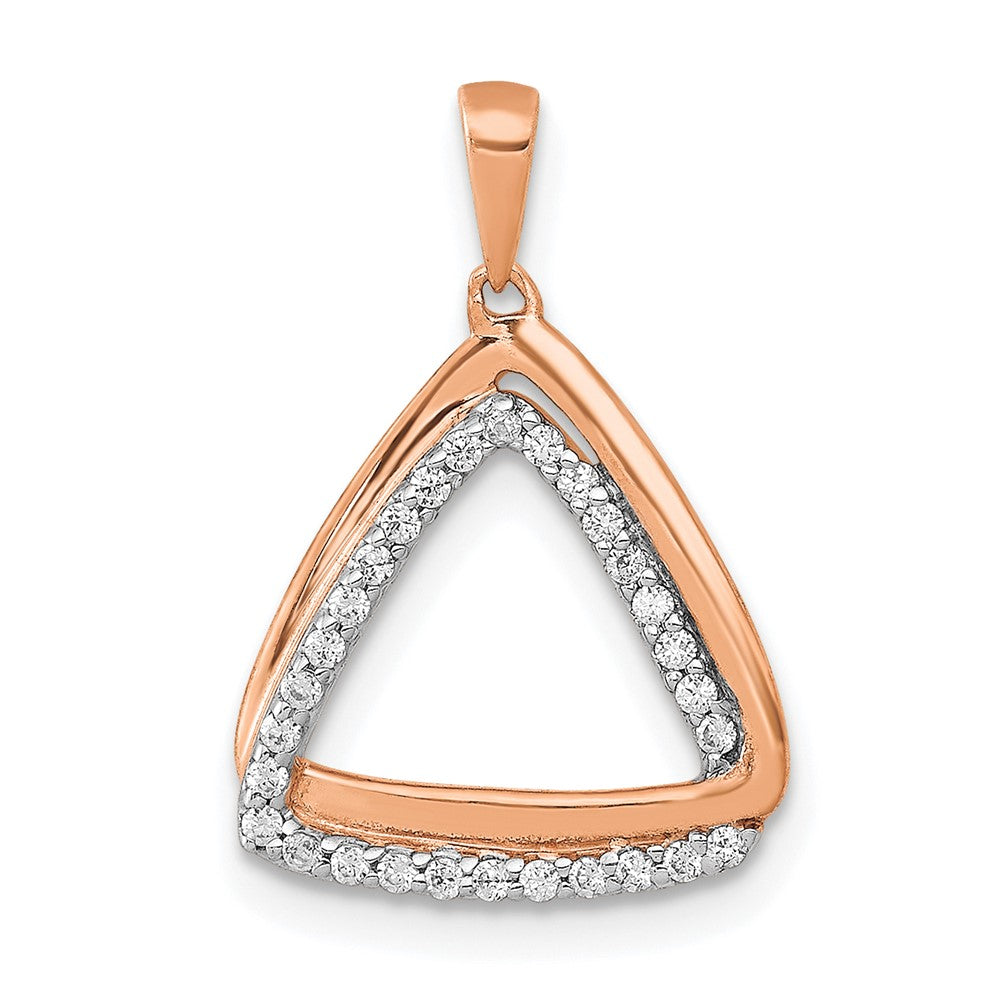 14k Rose Gold 1/6ct. Diamond Double Triangle Pendant