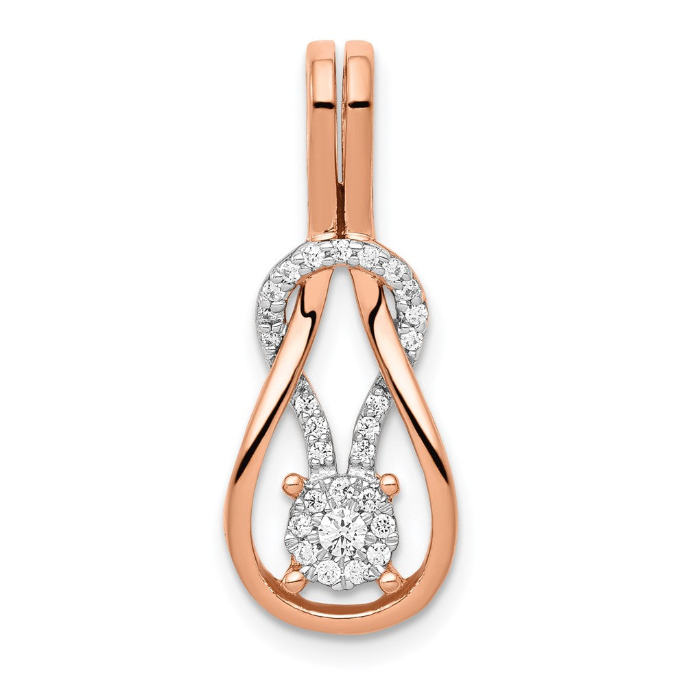 14k Rose Gold 1/6ct. Diamond Square Knot Slide Pendant