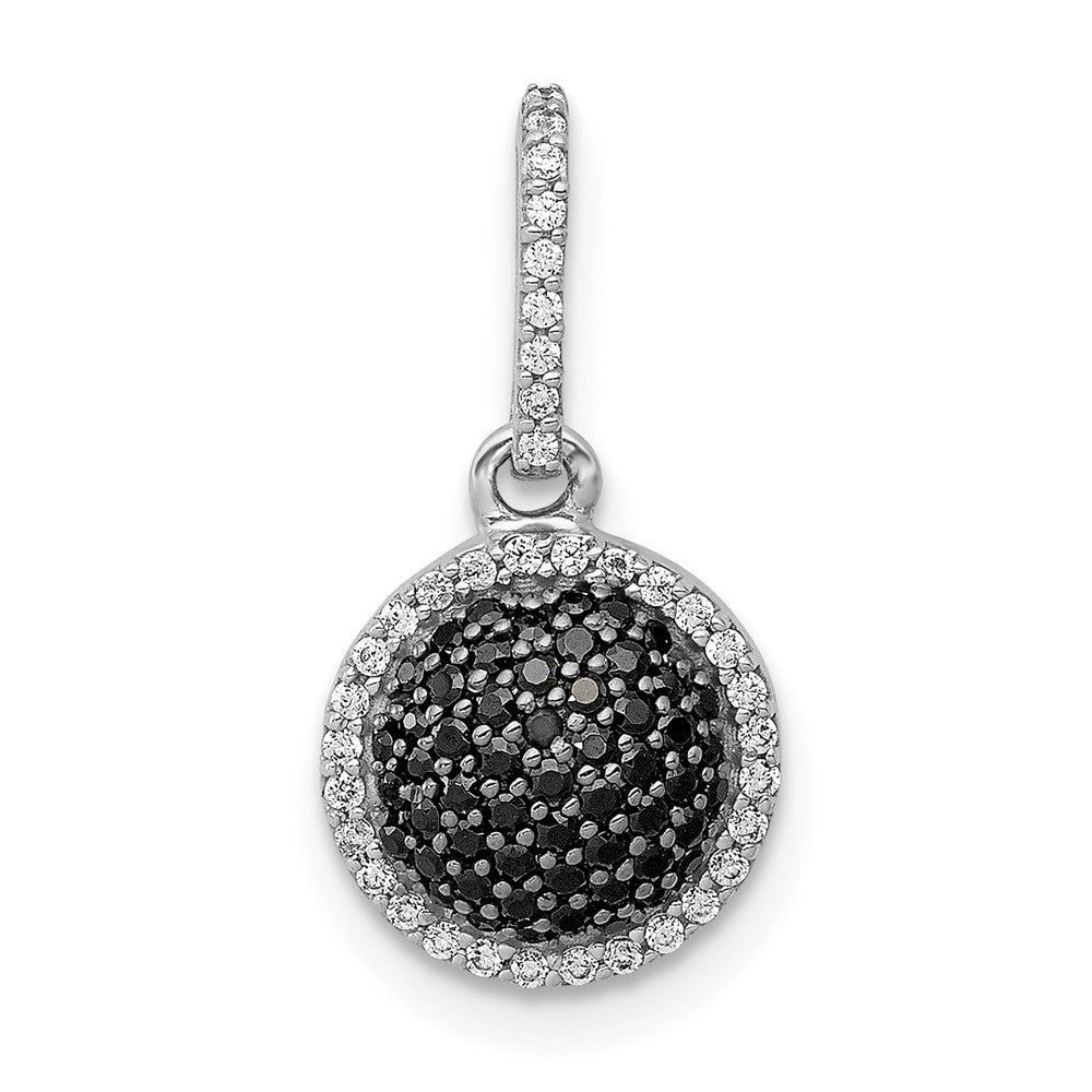 14k White Gold White/Black Diamond Circle Cluster Pendant