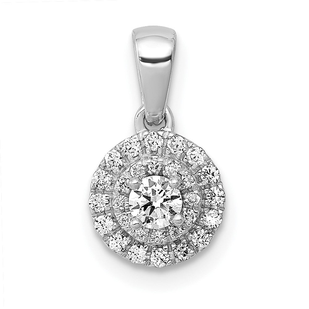 14k White Gold 1/4ct. Diamond Round Halo Cluster Pendant
