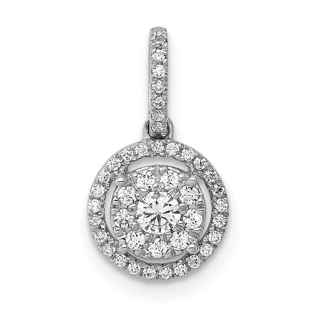 14k White Gold 1/4ct. Diamond Round Halo Cluster Pendant