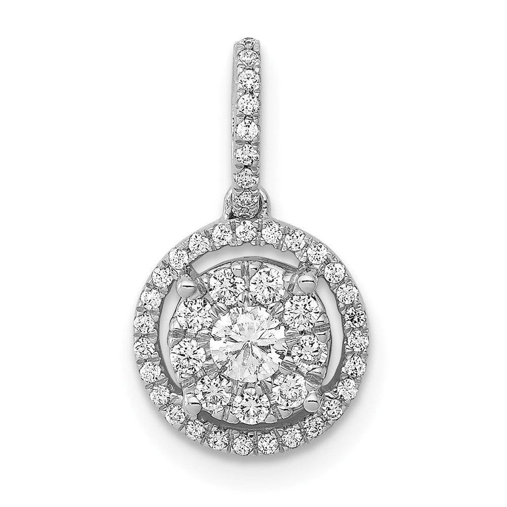 14k White Gold 1/3ct. Diamond Round Halo Cluster Pendant