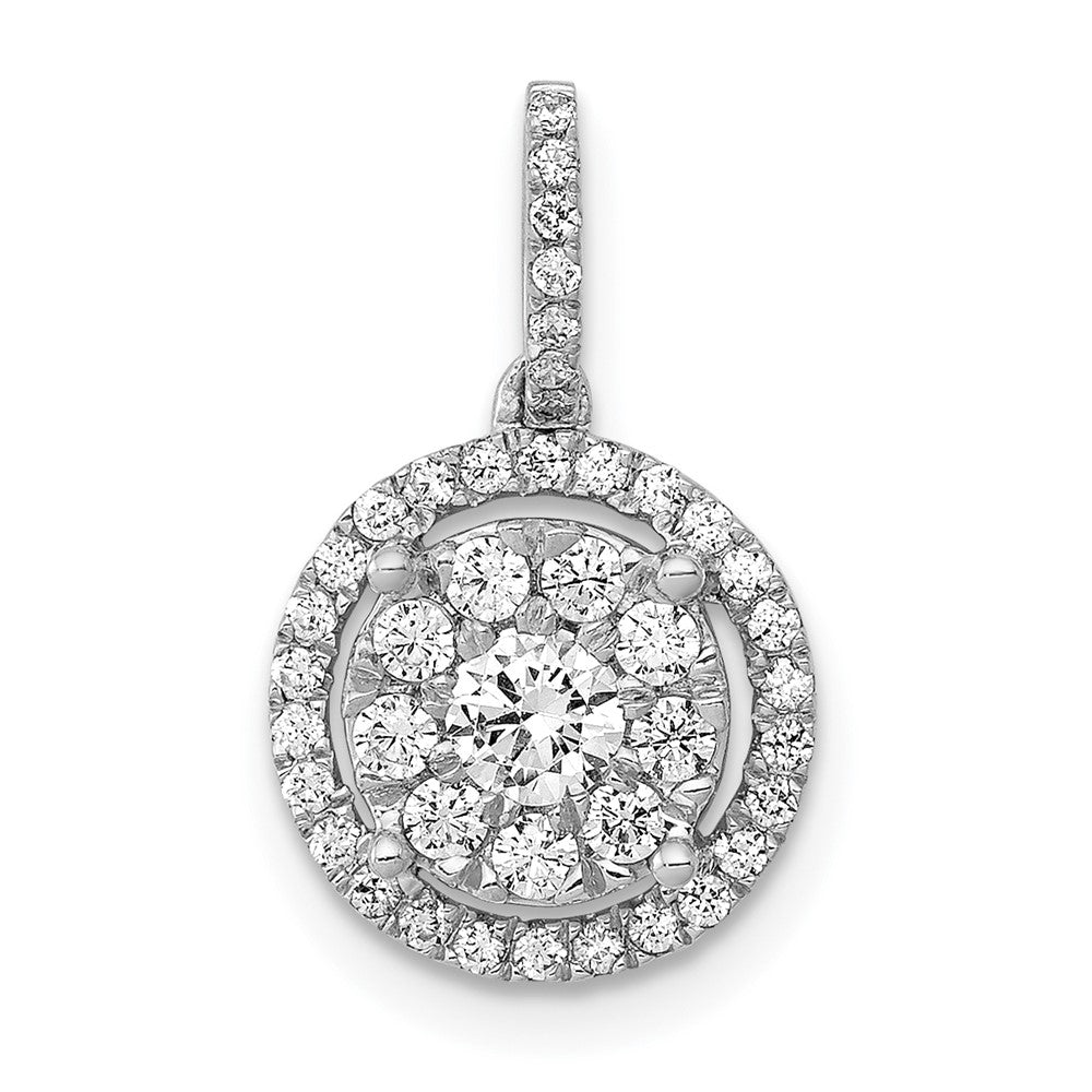 14k White Gold 1/2ct. Diamond Round Halo Cluster Pendant