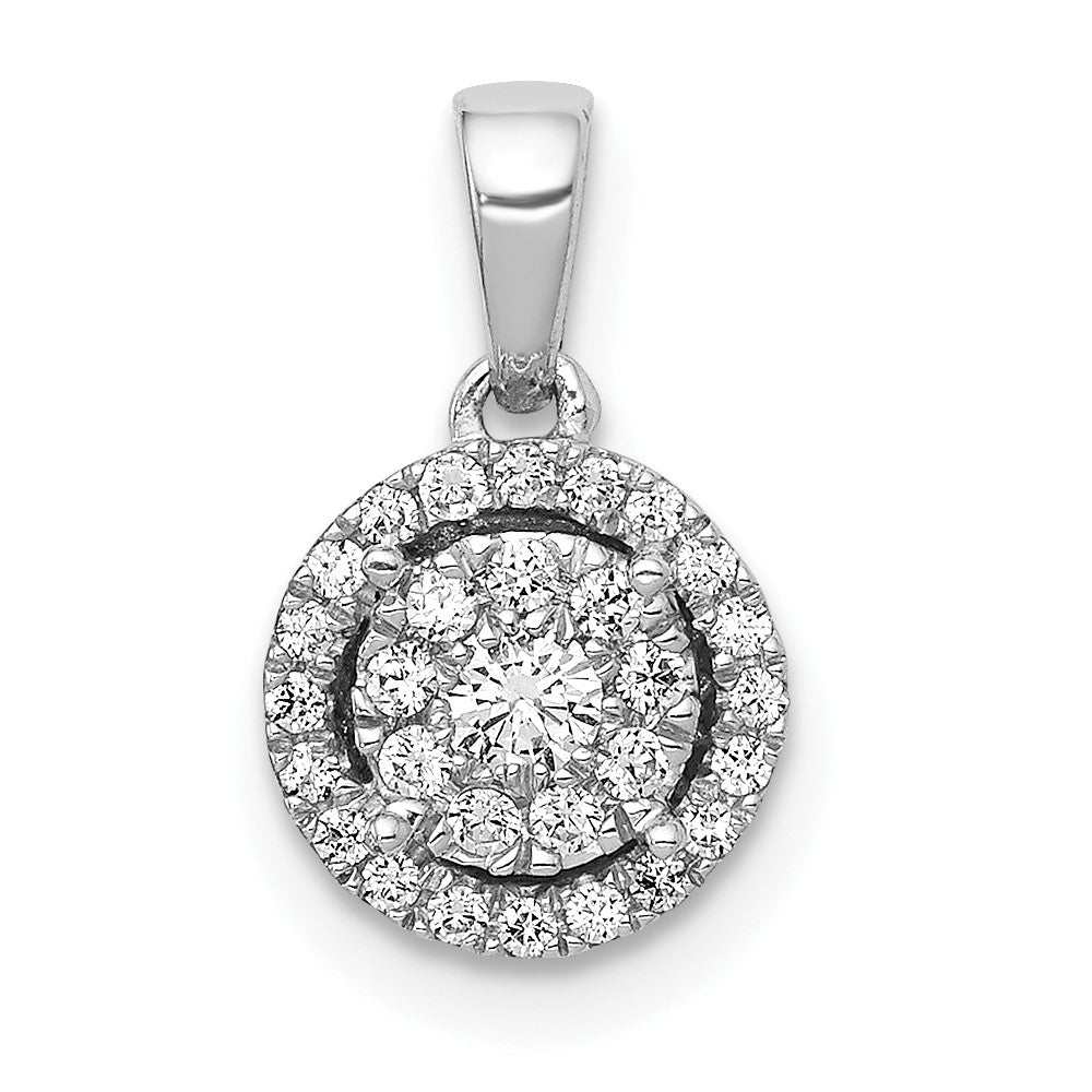14k White Gold 1/4ct. Diamond Round Halo Cluster Pendant