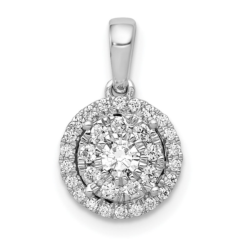 14k White Gold 1/3ct. Diamond Round Halo Cluster Pendant