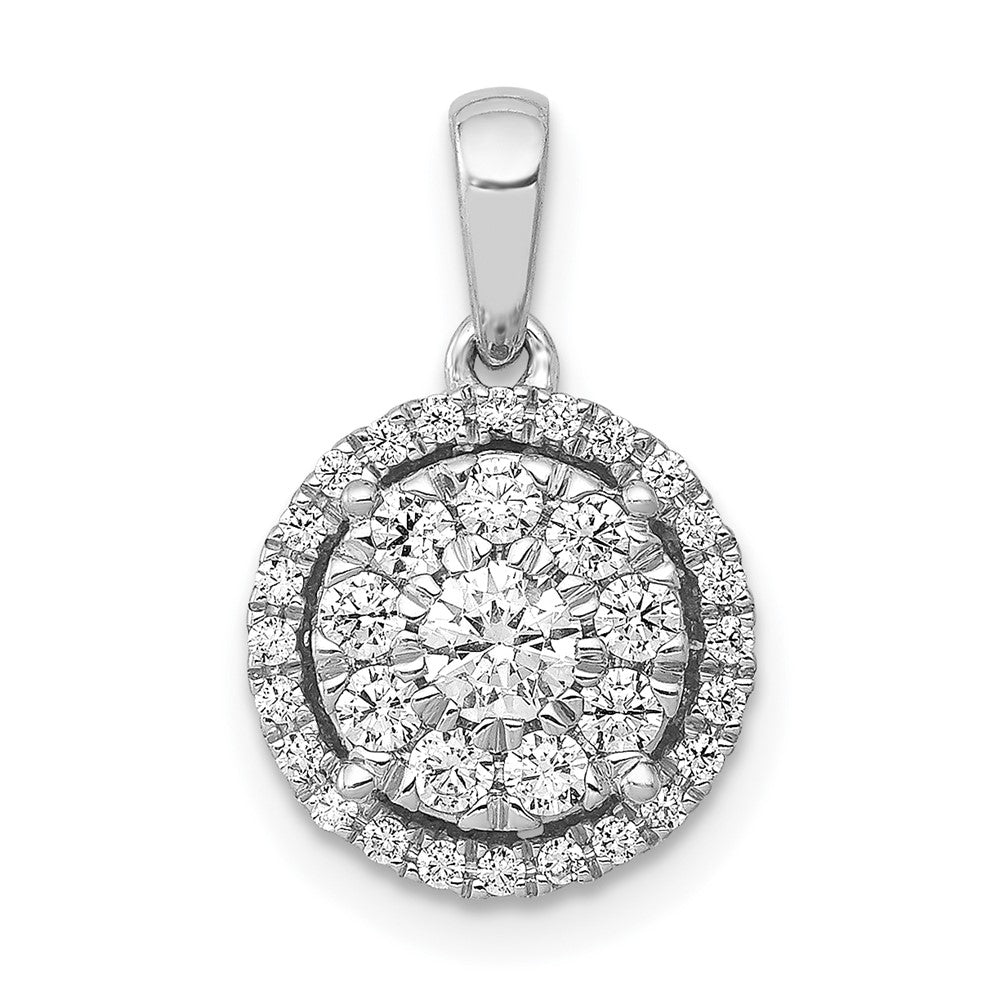 14k White Gold 1/2ct. Diamond Round Halo Cluster Pendant