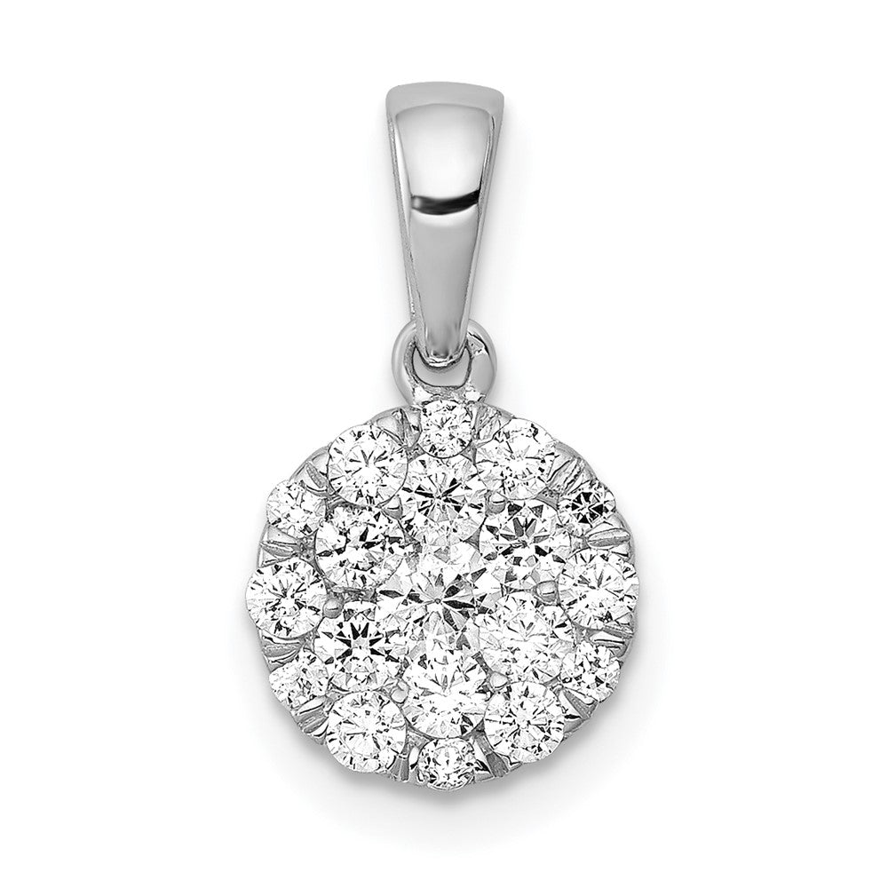 14k White Gold 1/2ct. Diamond Circle Cluster Pendant