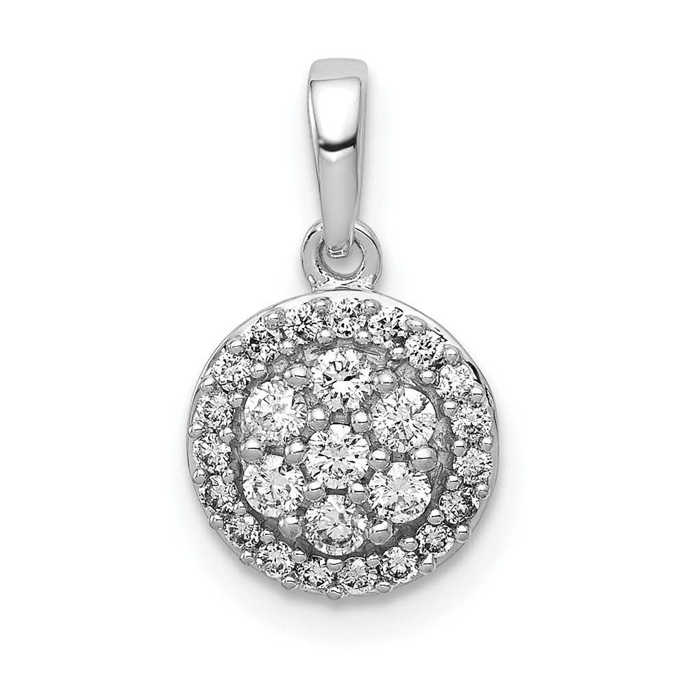 14k White Gold 1/4ct. Diamond Round Halo Cluster Pendant