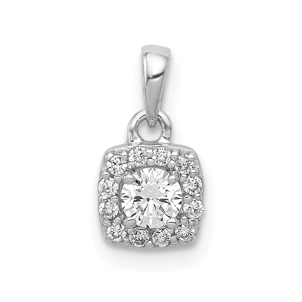 14k White Gold 1/3ct. Diamond Square Cluster Pendant