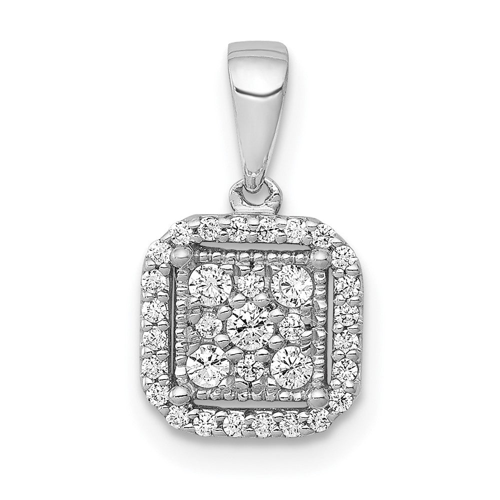 14k White Gold 1/4ct. Diamond Square Cluster Pendant